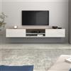 WHOUS Mobile Porta TV Sospeso GARDA per Soggiorno con 2 Ante a Ribalta e 1 Ripiano Centrale, Mobile Tv a Parete per Salotto, 210x35x30 cm, Bianco Lucido e Rovere