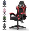 bigzzia Sedia da Gaming, Sedia Ergonomica Gaming con Cuscino Lombare+Poggiatesta,Sedia da Ufficio e Computer Regolabile in Altezza Per Adulti,Ragazze,Ragazzi (Senza Poggiapiedi, Rosso)