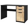 Vladon Logan Desk, scrivania per Ufficio con 2 cassetti e 1 Anta, Nero Opaco/Rovere Naturale (129 x 76 x 60 cm)