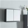 [en.casa] Mobiletto da Parete a 2 Ante con Specchio Armadietto Pensile da Bagno con Ripiano Specchiera Sospesa da Muro per Camera da Letto Ingresso 50x60x20 cm - Grigio