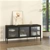 [en.casa] Armadietto con Vetrina Mobile TV in Acciaio Nero con 3 Ante in Vetro Temperato Mobile Contenitore Moderno per Soggiorno Ufficio 55 x 118 x 35 cm