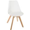ATMOSPHERA CREATEUR D'INTERIEUR Atmosphera Interior Designer - Sedia Baya bianca - Plastica e faggio - Sala da pranzo, cucina, ufficio, soggiorno - Comodo cuscino integrato