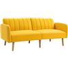 HOMCOM Divano letto a 2 posti in tessuto con schienale regolabile in 3 posizioni braccioli smontabili e gambe in legno Doppio moderno per salone ufficio 173 x 75 x 73 cm giallo