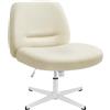 SONGMICS HOME Sedia da Ufficio, Sedia da Studio Girevole, Stile Contemporaneo con Base a Croce, Seduta Ampia e Confortevole, Altezza Regolabile, Tessuto Cotone-lino, Bianco Crema OBG046W01