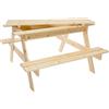 TIMBELA Tavolo da picnic per bambini in legno con scomparto segreto L90xL90xA50 cm - Gruppo Tavolo con panche M010-1