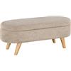HOMCOM Panca Contenitore Camera da Letto con Spazio Portaoggetti a Scomparsa, Panca Imbottita con Gambe in Legno e Poliestere per Ingresso e Soggiorno, 110x40x43 cm, Beige