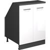 Vicco Mobile cucina sottotetto R-Line, Bianco lucido, 60 cm con 2 porte, carcassa 60 cm profondità, per la libera combinazione all'interno di sistemi cucina modulari