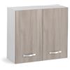 REDÒKASA Pensile per cucina componibile da 80 cm con due ante, realizzata in legno 100% MADE IN ITALY (Bianco con ante Olmo)