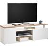 AVANTI TRENDSTORE - Ulassai - Mobile TV in legno laminato nel colore bianco opaco/quercia Sonoma, 2 ante a battente e 3 vani aperti. Dimensioni LAP ca. 160x55x38cm