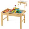 RELAX4LIFE Tavolo da Gioco per Bambini in Legno 80x60x57CM, Tavolo da Costruzione Reversibile con Vassoio a Doppia Faccia, Rotolo di Carta e Carta, 3 Cubi (NATURALE)