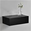 [en.casa] Mensola da Parete con Cassetto Integrato Comodino Sospeso Mobiletto Salvaspazio per Camera da Letto Ingresso Soggiorno 46x30x15 cm Design Minimalista - Nero Lucido