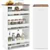 COSTWAY Carrello Portaoggetti a 4 Ripiani, Carrello da Cucina con Maniglia Laterale e Ruote, Carrellino Scorrevole Salvaspazio Slim e Sottile (30 cm,Marrone+bianco)