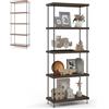 HOMASIS Libreria Vintage, Libreria Verticale in Metallo e Legno, Scaffale Espositore in Marrone, Scaffale a Scala per Salotto, Camera da Letto, Ufficio (60 x 29,5 x 147 cm)