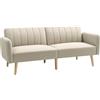 HOMCOM Canapé Convertibile 2 Posti Design scandinavo Dossier inclinabile 3 Posizioni Piedi Bois Tissu Aspect Lin Beige