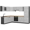Vicco Cucina angolare completa R-Line, Calcestruzzo/Antracite, 287 x 227 cm senza piano di lavoro, per l'espansione personalizzata con moduli aggiuntivi compatibili