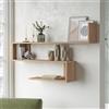 [en.casa] Mensola da Parete a S con 3 Ripiani Scaffale a Muro Libreria Pensile Consolle da Parete 72 x 120 x 15 cm Effetto Rovere