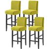 WWQQKJ Coprisedie per Bar, Jacquard Fodere Sedie con Schienale Elasticizzato Coprisedie con Schienale Basso con Lavabile in Lavatrice per Soggiorno(Giallo Verde,4ps)