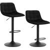 WOLTU Sgabelli Bar Set 2, con Schienale, Regolabile in Altezz, Nero | Sgabelli Cucina con Poggiapiedi, Moderni Design, Girevole 360°, per Casa, Soggiorno, Sala da Pranzo, in Velluto