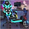 ALFORDSON Sedia Gaming Massaggiante e Luci LED, Sedia Gamer Ergonomica per Scrivania, Poltrona Regolabile in Altezza con Supporto Lombare Poggiatesta, Schienale Regolabile 90-150°, Similpelle(Ciana)
