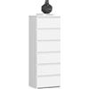AKORD | Cassettiera a 6 Cassetti | Credenza Alta | Moderna Mobiletto per Soggiorno Sala da Pranzo Camera da Letto Corridoio Bagno | Armadio Cameretta | 35x40x109 cm | Bianco
