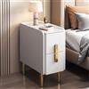 Generic Comodino sottile per piccoli spazi, comodino stretto, moderno e minimalista, finitura in pelle PU e gambe in metallo, armadio salvaspazio per camera da letto e soggiorno (colore: bianco, 20 x 40 x 50