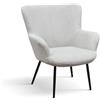 PAZZO DESIGN Poltrona Titti, Set Da 1, Grigio Chiaro, Tessuto, Relax, Design, Lettura, Gambe Metallo Nere - id_2046
