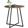 [en.casa] Tavolo da Pranzo con Piano Tondo in MDF (AxØ) 78 x 80 cm Gambe in Metallo a Forma di Croce - Color Legno Scuro
