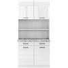 Vicco Cucine componibili piccole R-Line, Bianco lucido, 100 cm, PL Marmo, utilizzabile per combinazioni modulari in composizioni cucina