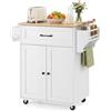HOKEEPER Isola Cucina con Armadietto e Ruote Bloccabili, Carrello Cucina Indipendente con Cassetto, Credenza Bianca per Sala da Pranzo e Soggiorno