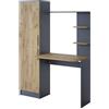 Vicco Scrivania con ripiani Tessa, Antracite/Rovere dorato, 122.9 x 52 cm, con ripiano per spazio di appoggio aggiuntivo