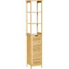kleankin Mobile Bagno Salvaspazio con 3 Ripiani 34x30x173cm Color Naturale | 1 Credenza, Colonna Bagno, Design a Doghe in Bambù