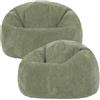 icon Classico Poltrona Sacco, Verde Salvia, Set da 2, Velluto a Coste, Pouf Poltrona con Riempimento Incluso, Pouf Sacco, Camera da Letto, Soggiorno, Mobili Soggiorno