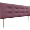 DHOME Testiera in Similpelle o Tessuto AQUALINE Pro con 2 file di bottoni e gambe Testiera imbottita Letto di Lusso (Similpelle Vino Rosso, 160x105cm (Letti 150/160))