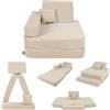 Angelove Poltroncina Bambini 3‑in‑1 - Divano Modulare e Materassino da Gioco in Velluto a Coste, Comodo da 1 anno, Beige