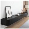 HYANXUE, Supporto TV sospeso, mensola TV montata a parete con porta, console multimediale per TV (colore nero, 300 cm)