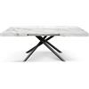 PAZZO DESIGN Tavolo Allungabile Molly, Gambe Tubolari Incrociate Menego Nere, Piano Color Marmo Statuario Opaco, Made in Italy, 160 x 90 x 74 - id_2313