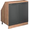 Vicco Mobile cucina sottotetto R-Line, Antracite rustico, 80 cm con 2 porte, carcassa 60 cm profondità, per la libera combinazione all'interno di sistemi cucina modulari
