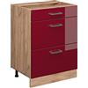 Vicco Mobiletto base per cucina R-Line, Rosso lucido, 60 cm