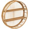 ATMOSPHERA CREATEUR D'INTERIEUR Atmosphera - Mensola da Parete Rotonda in bambù INA, Diametro 70 cm - 2 Ripiani, Stile Bohémien - per Soggiorno, Camera da Letto, corridoio