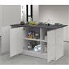 VE.CA.s.r.l. VE.CA - Isola Cucina Clarissa con Piano Lavoro 90x155x90 cm, Made in Italy - Mobile Cucina Moderno, Credenza con 3 Ante - Ideale come Tavolo da Pranzo - Bianco Lucido/Report