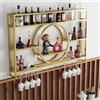 WXZXWXZX Portabottiglie Porta Bottiglie di Vino da Parete Cantinetta Vino con Porta Calici Porta Vini con Luce a Led Angolo Bar Mobile Bar per Casa Cucina Sala da Pranzo Bar(Gold,120cm/47.24in)