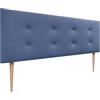 DHOME Testiera Capitone imbottita in similpelle o tessuto Acualine con gambe in legno di pino spessore 8 cm Testiere letto imbottite trapuntate Capitone (Similpelle Blu, 160 (150/160))