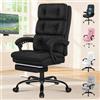ALFORDSON Sedia Ufficio Ergonomica, Poltrona Direzionale, Girevole e Altezza Regolabile, da Scrivania in Studio e Ufficio, con Poggiagambe e Rotelle, Portante di 180 kg, Tessuto(Nera)