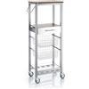 DON HIERRO Carrello da cucina ONDA ALTO - Mobile ausiliario in metallo color alluminio con 2 cestelli, cassetto e portabottiglie
