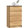 AKORD | Cassettiera K60 a 4 Cassetti | Credenza Alta | Moderna Mobiletto per Soggiorno Sala da Pranzo | Comodino | Piano di lavoro in laminato | 60x99x40cm | Artigianale Rovere