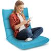 RELAX4LIFE Sedia da Terra in Velluto, Sedia Pieghevole Relax con Schienale Inclinabile in 14 Livelli, Poltrona Imbottita e Portatile Salvaspazio per Soggiorno (Blu Chiaro 108×56×12.3cm)