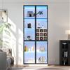 Lcoho 80 x 35 x 200 cm, vetrina in vetro con ante in vetro con LED, armadio alto, libreria, vetrina per vino, elegante credenza con doppie porte, scaffale in vetro e supporto per vino