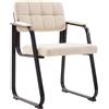 CLP Sedia con braccioli Canada B, sedia visitatore imbottita, struttura in metallo nero opaco, sedia da conferenza, sedia sala d attesa tessuto, Colore:crema