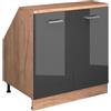 Vicco Mobile cucina sottotetto R-Line, Antracite lucido, 80 cm con 2 porte, carcassa 60 cm profondità, per la libera combinazione all'interno di sistemi cucina modulari