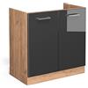 Vicco Mobile lavello cucina R-Line, Antracite lucido, 80 cm senza piano di lavoro, per la libera combinazione all'interno di sistemi cucina modulari